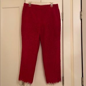 J. Crew Pull-on Wide Leg Red Lace Pants